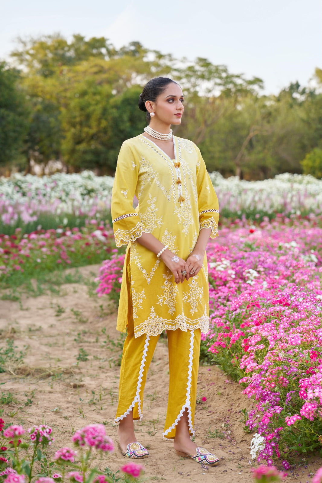 Bright Yellow Cotton 2-Piece Co-ord Set