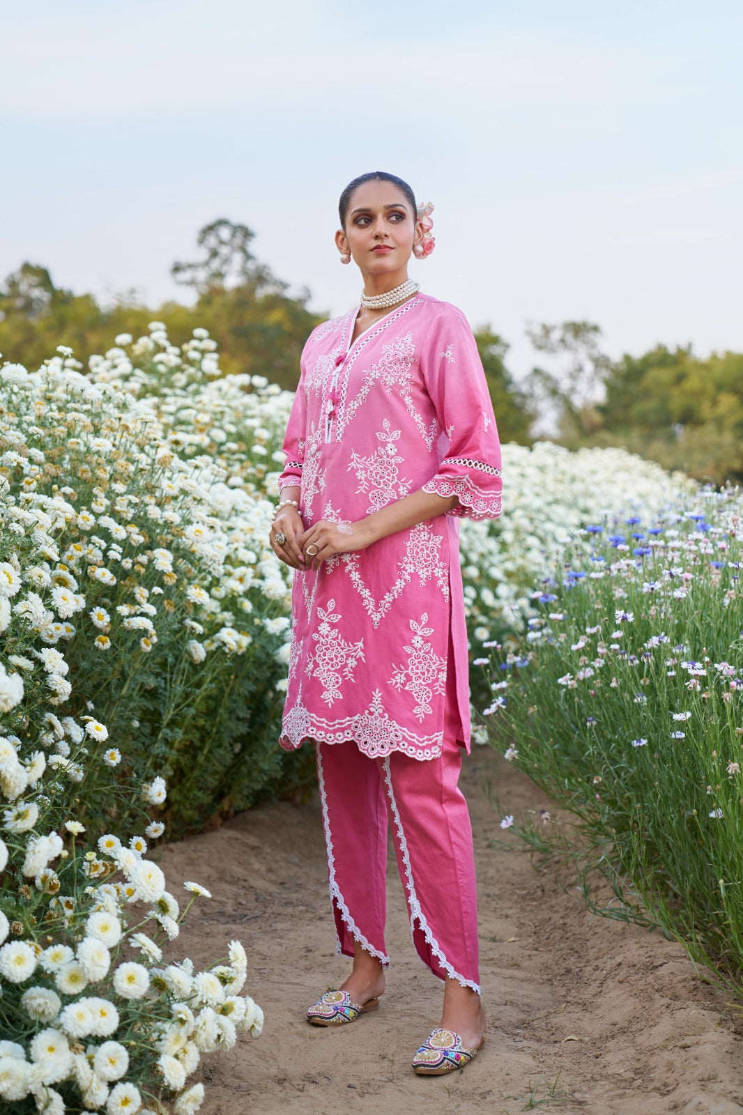 Chic Pink Cotton 2-Piece Co-ord Set