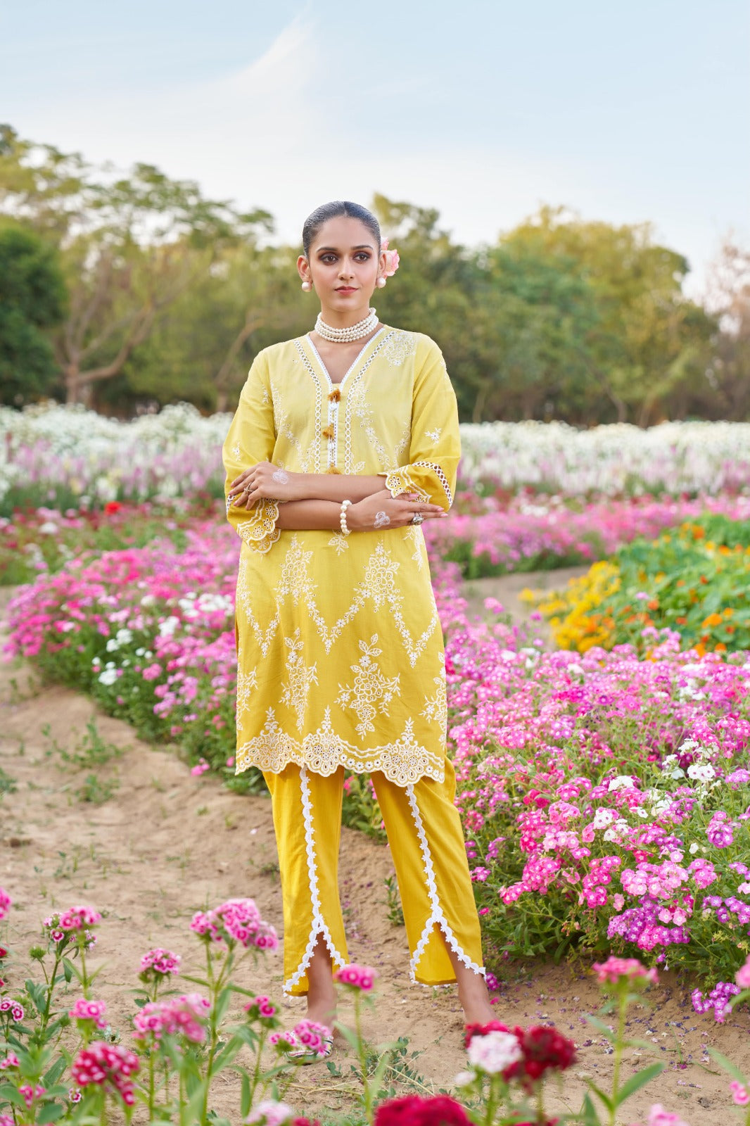 Bright Yellow Cotton 2-Piece Co-ord Set