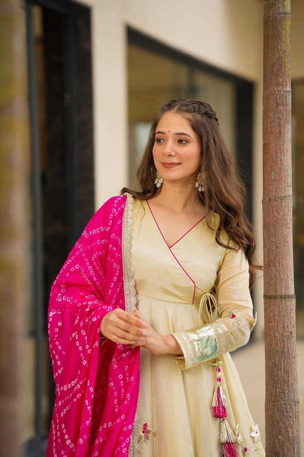 Royal Bandhani Charm Anarkali Palazzo Set with Dupatta