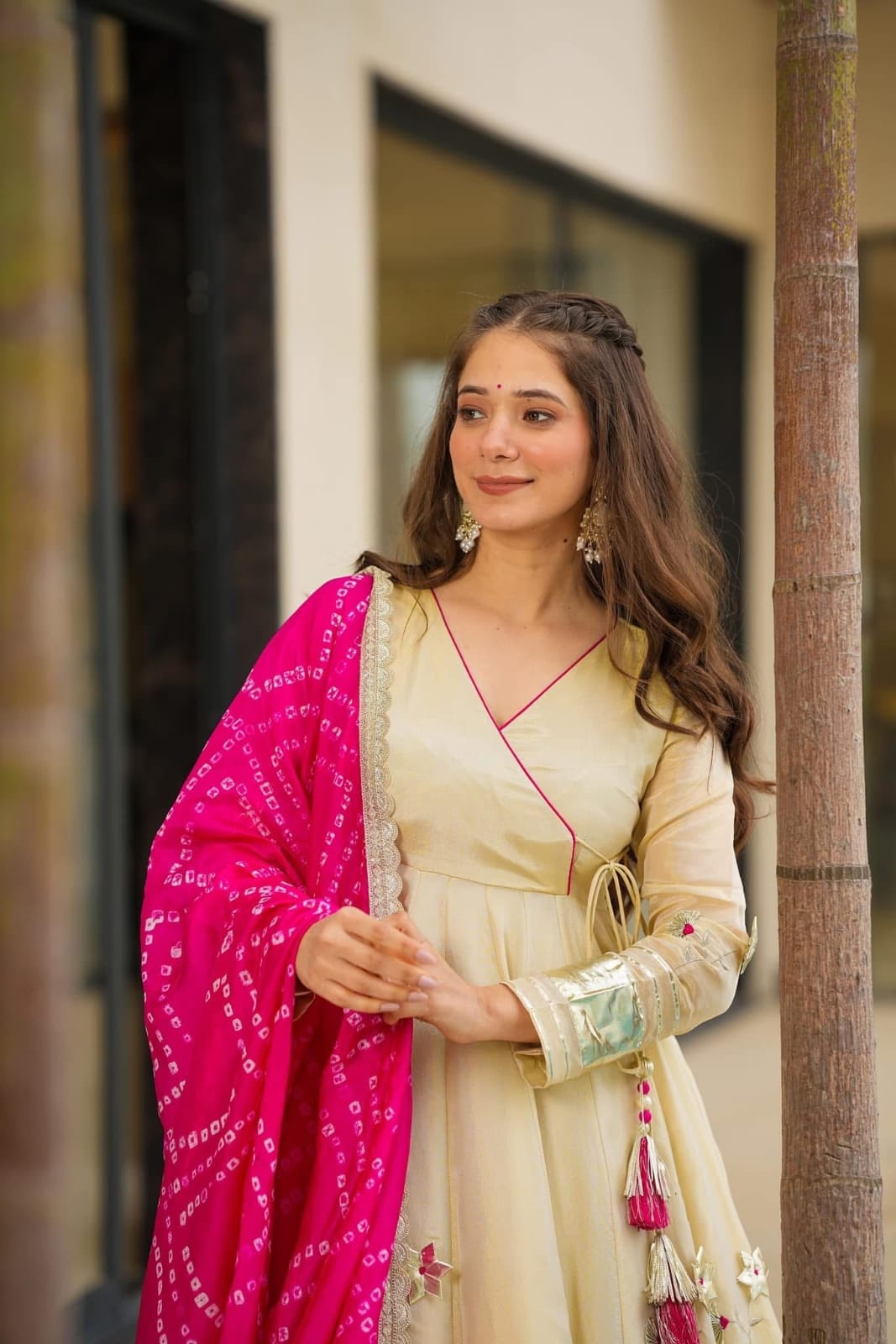 Royal Bandhani Charm Anarkali Palazzo Set with Dupatta