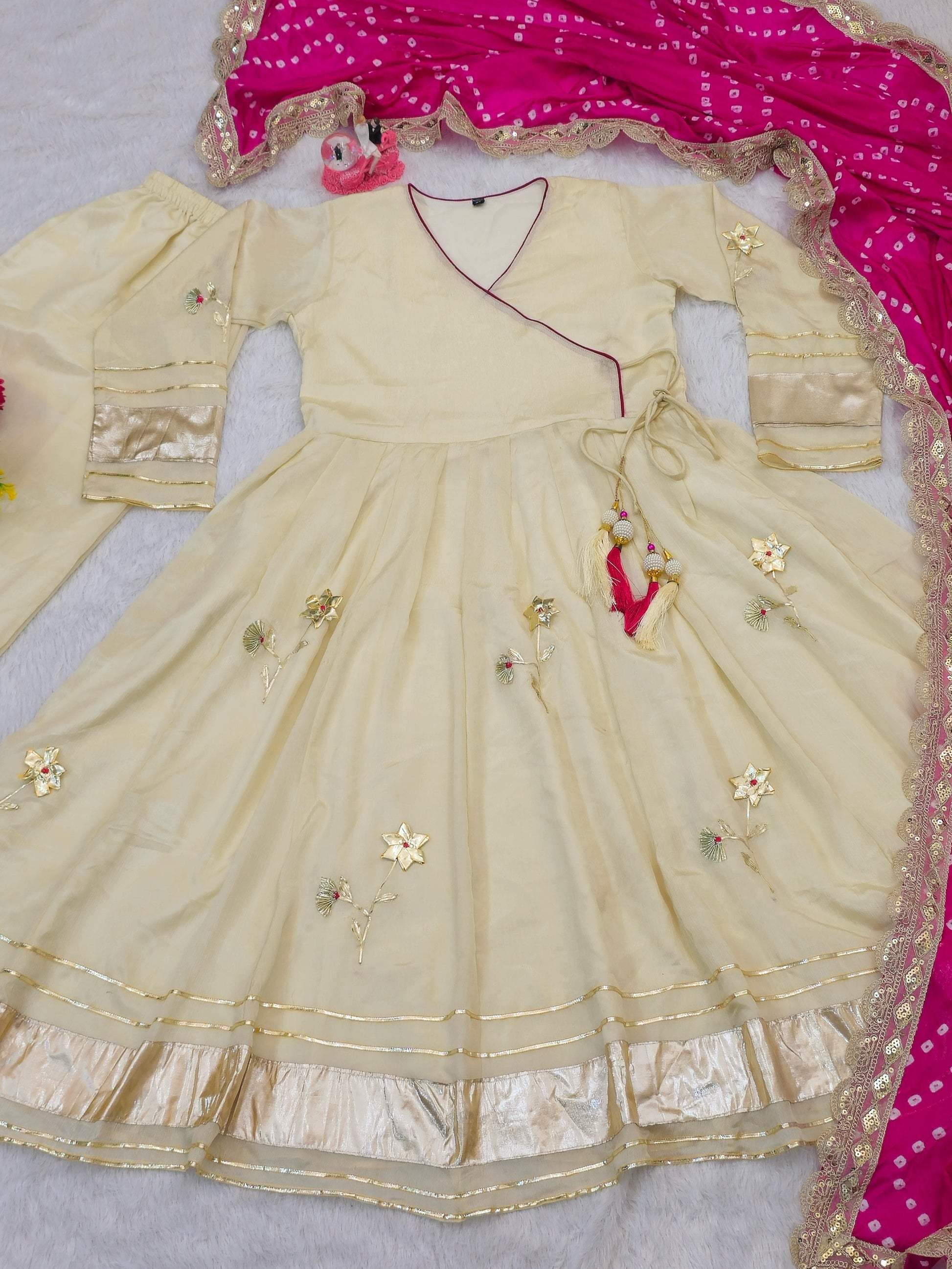 Royal Bandhani Charm Anarkali Palazzo Set with Dupatta