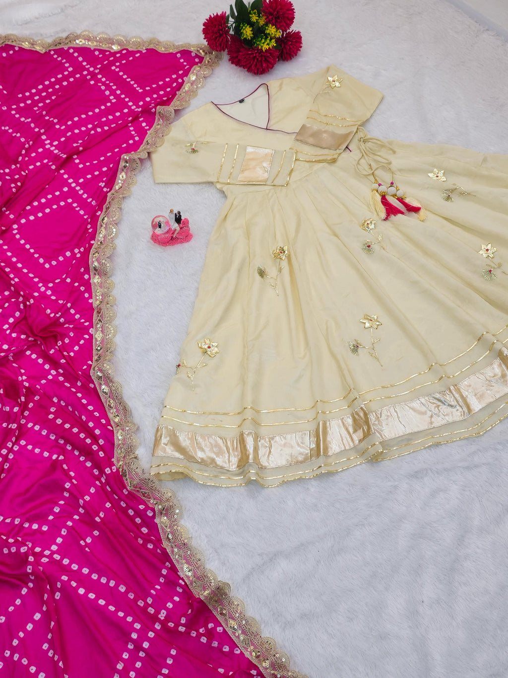 Royal Bandhani Charm Anarkali Palazzo Set with Dupatta