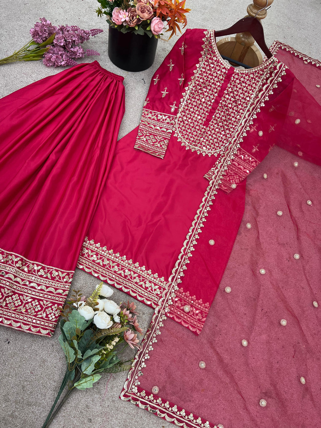 Elegant Embroidered Sequence Designer Sharara Set