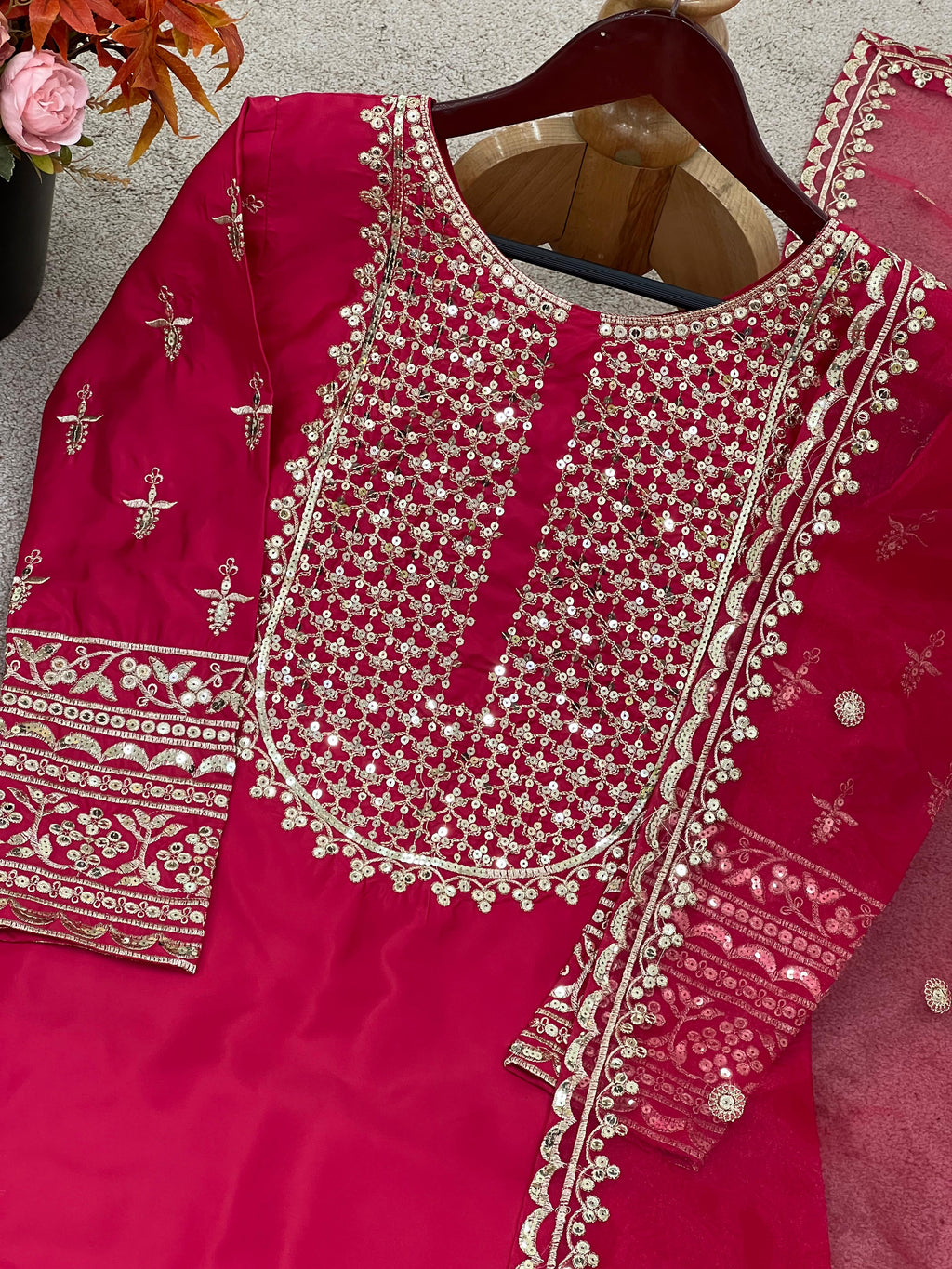 Elegant Embroidered Sequence Designer Sharara Set