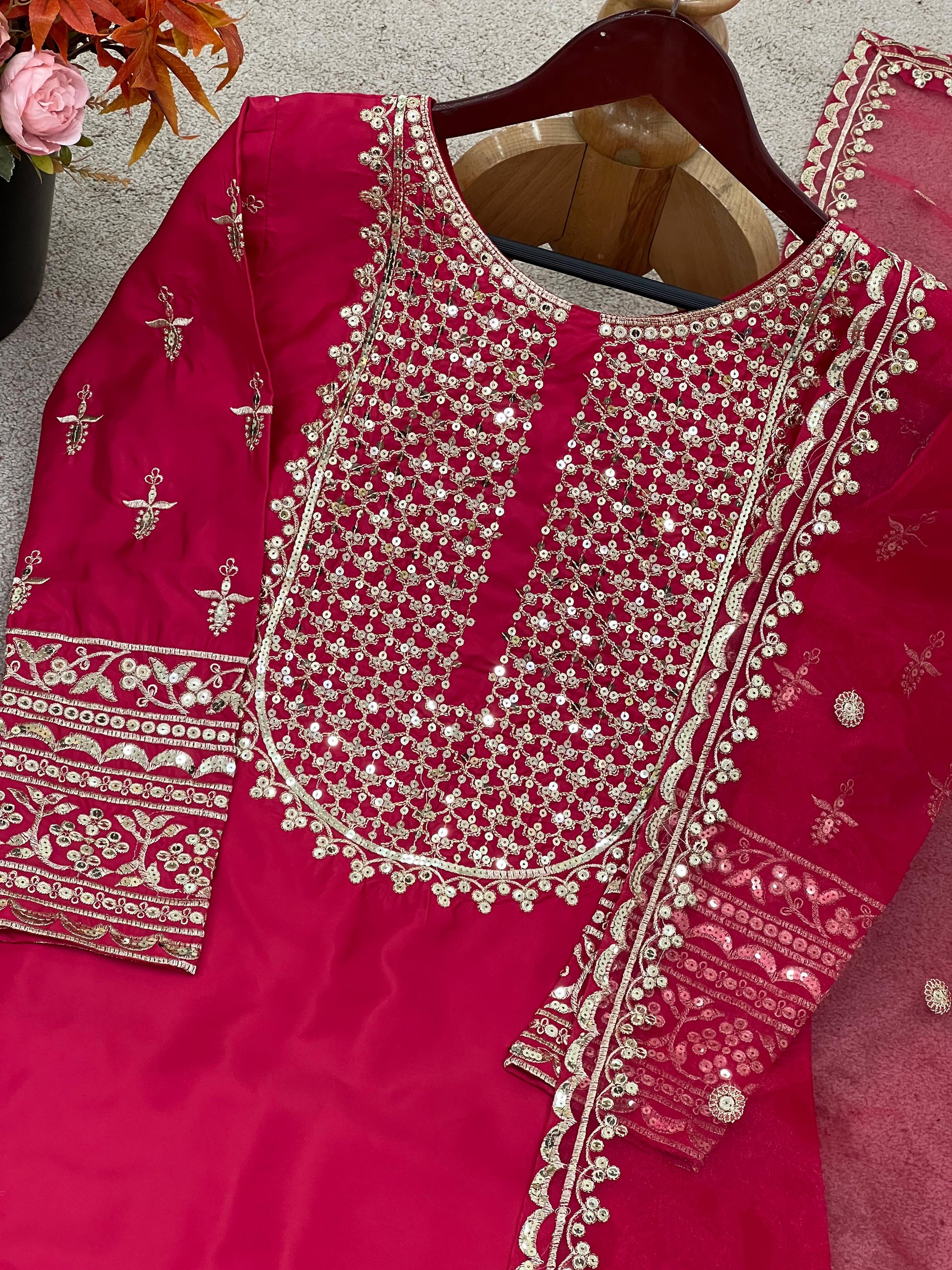 Elegant Embroidered Sequence Designer Sharara Set