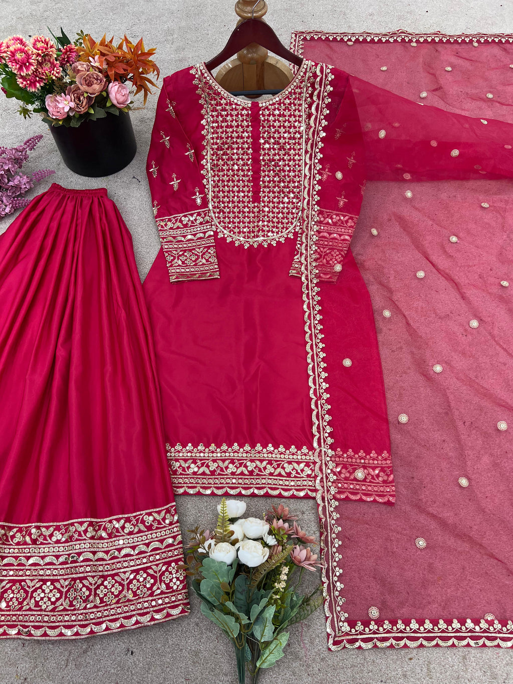 Elegant Embroidered Sequence Designer Sharara Set