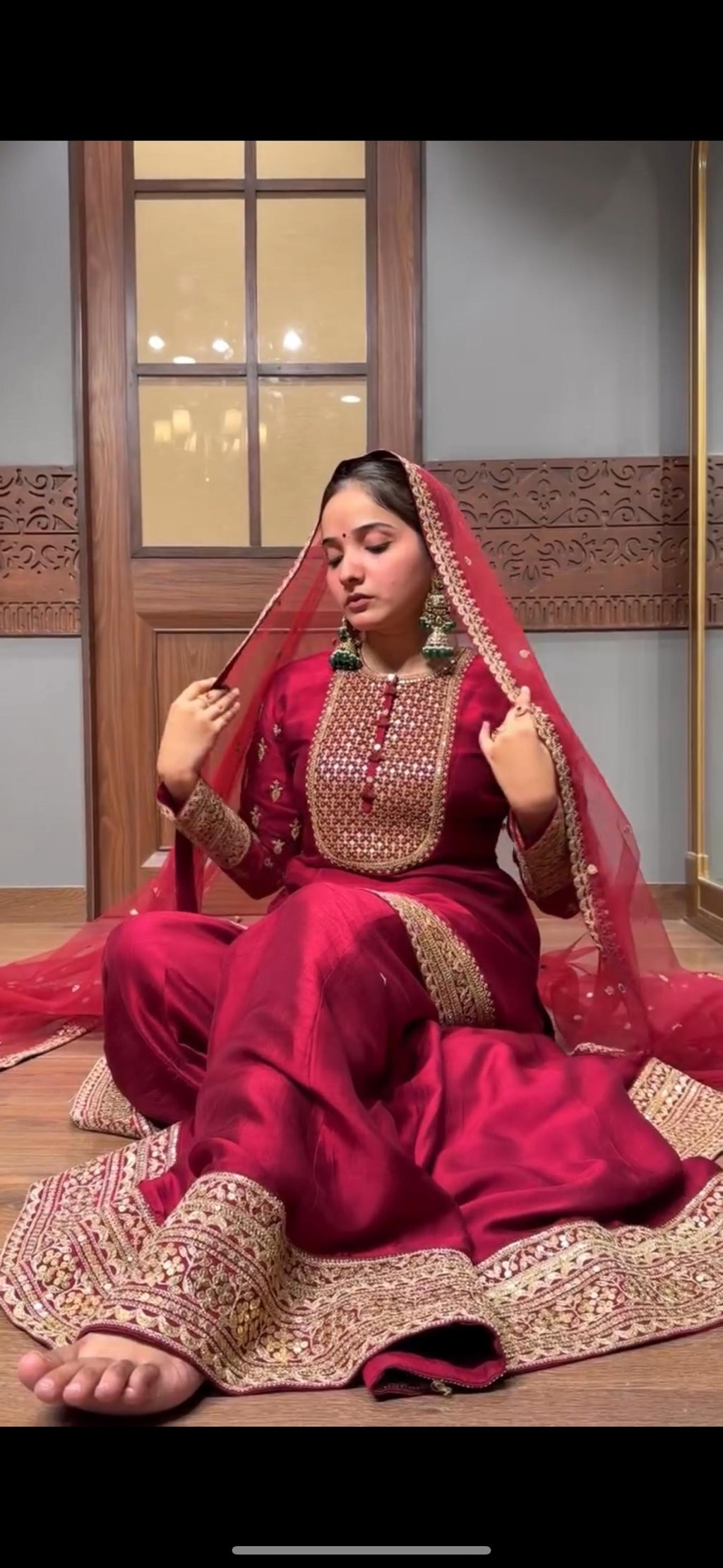 Elegant Embroidered Sequence Designer Sharara Set