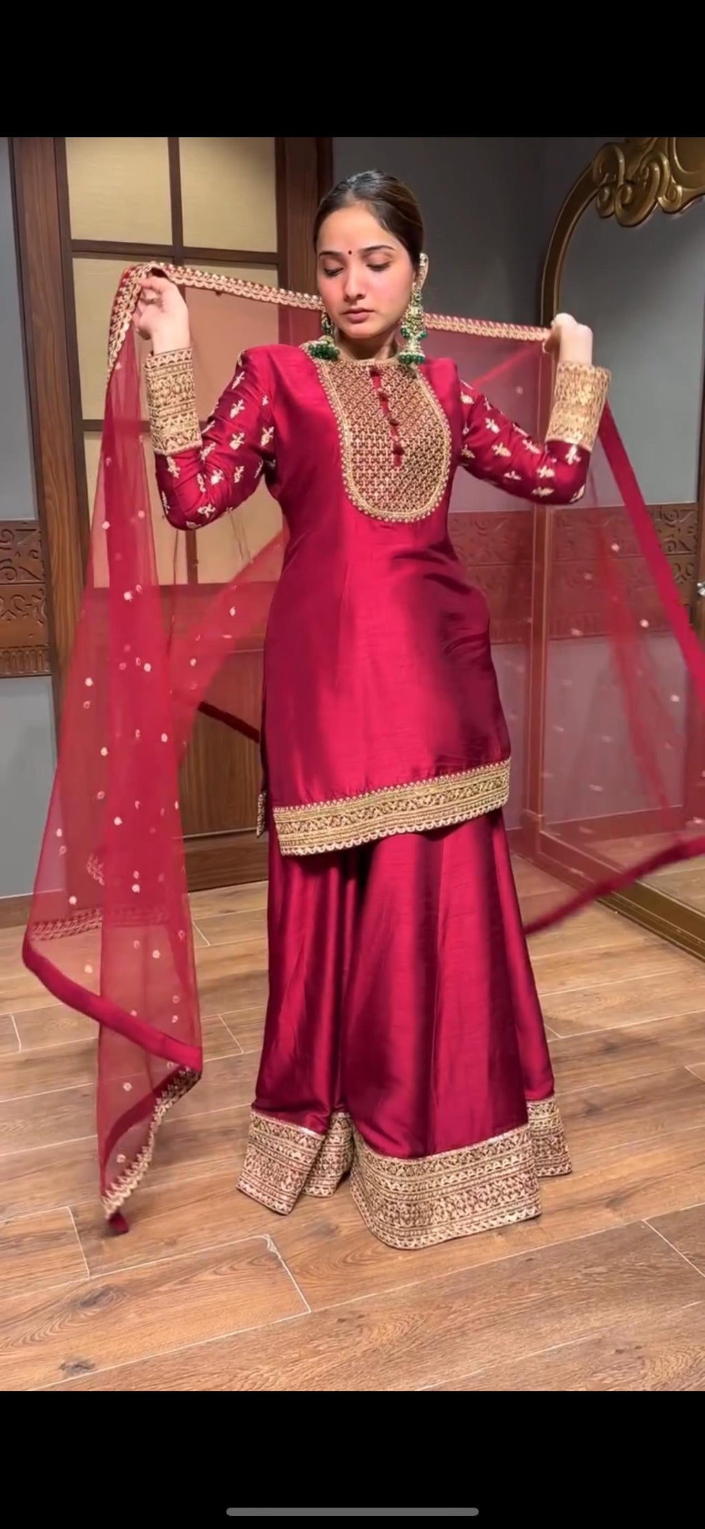 Elegant Embroidered Sequence Designer Sharara Set