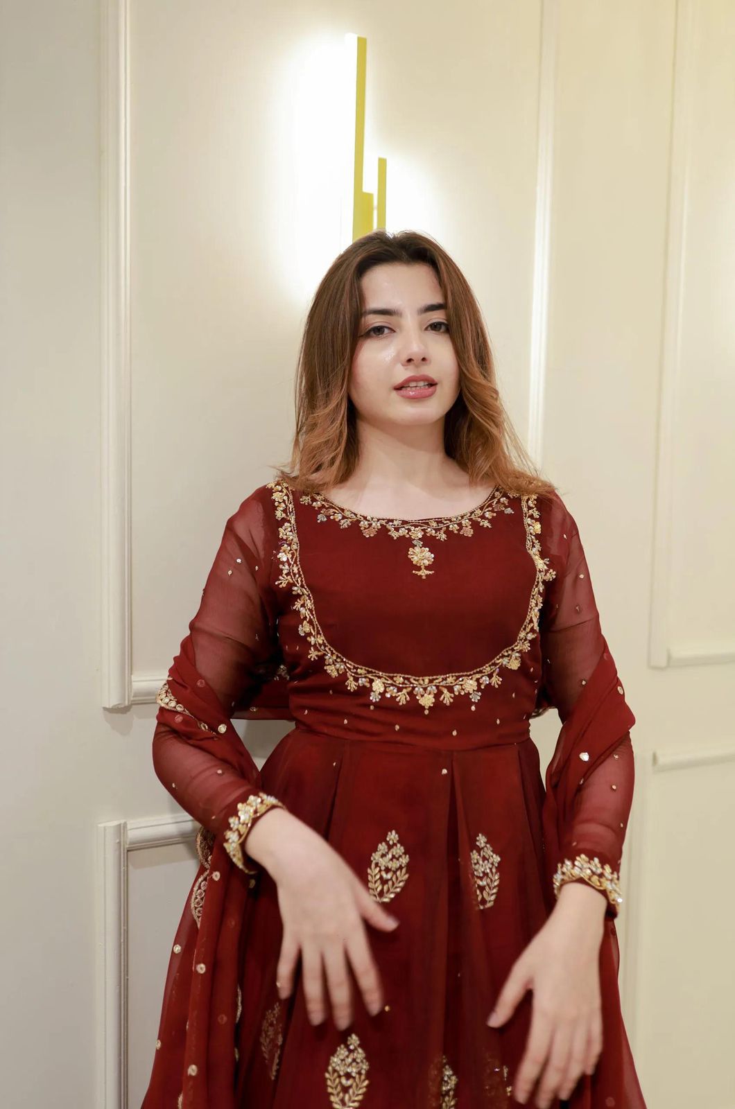 EXCLUSIVE 2 PIECE GOWN WITH DUPATTA IN SEQUENCE EMBROIDERY WORK