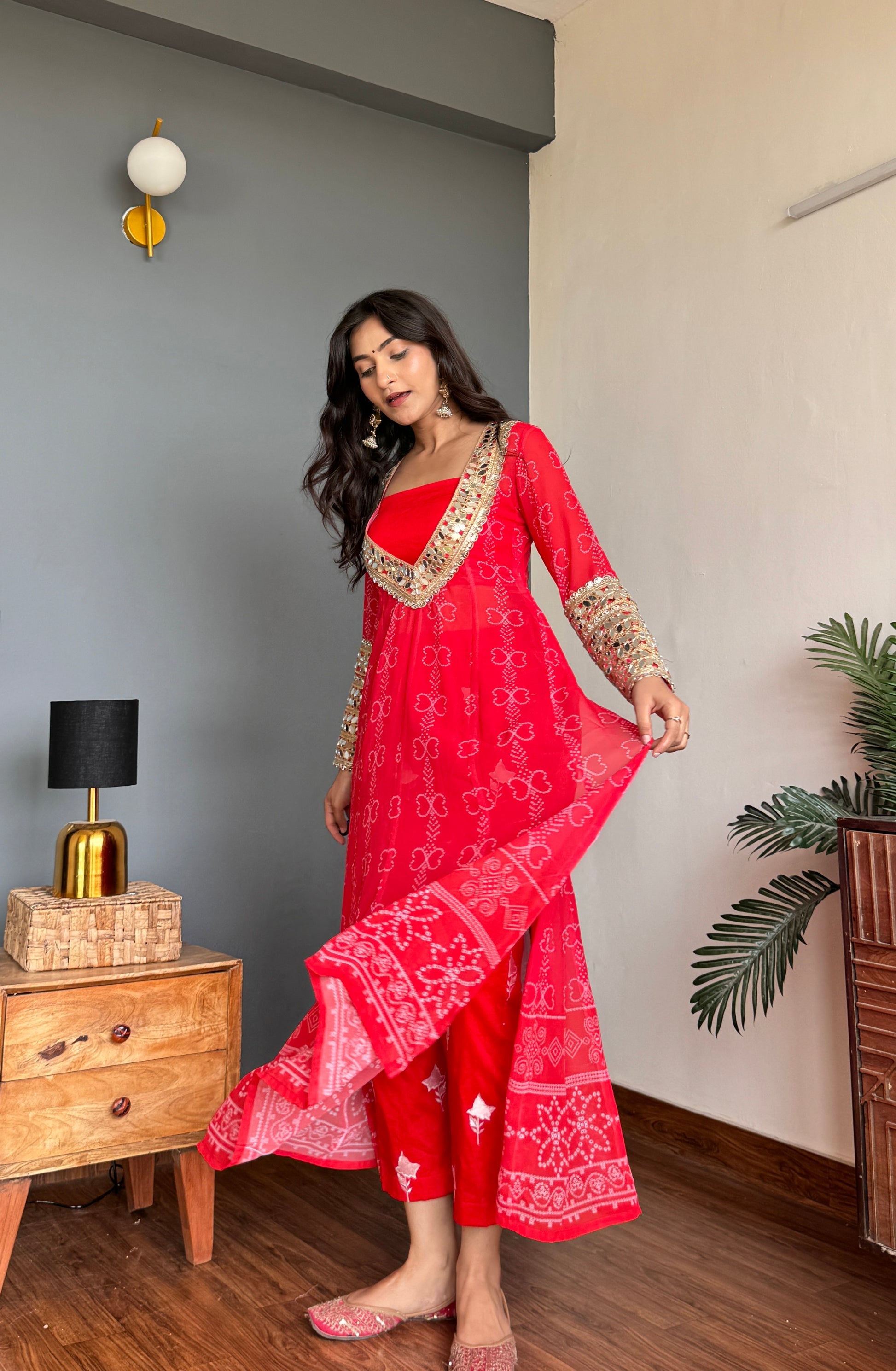 Trendy Baggy Style Anarkali Kurti Set with Pant & Bustier