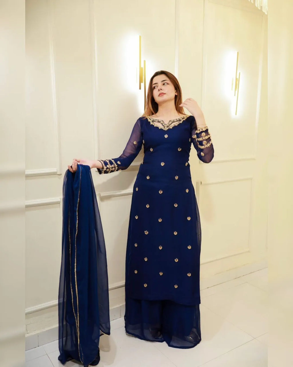 Georgette Palazzo Set with Dupatta