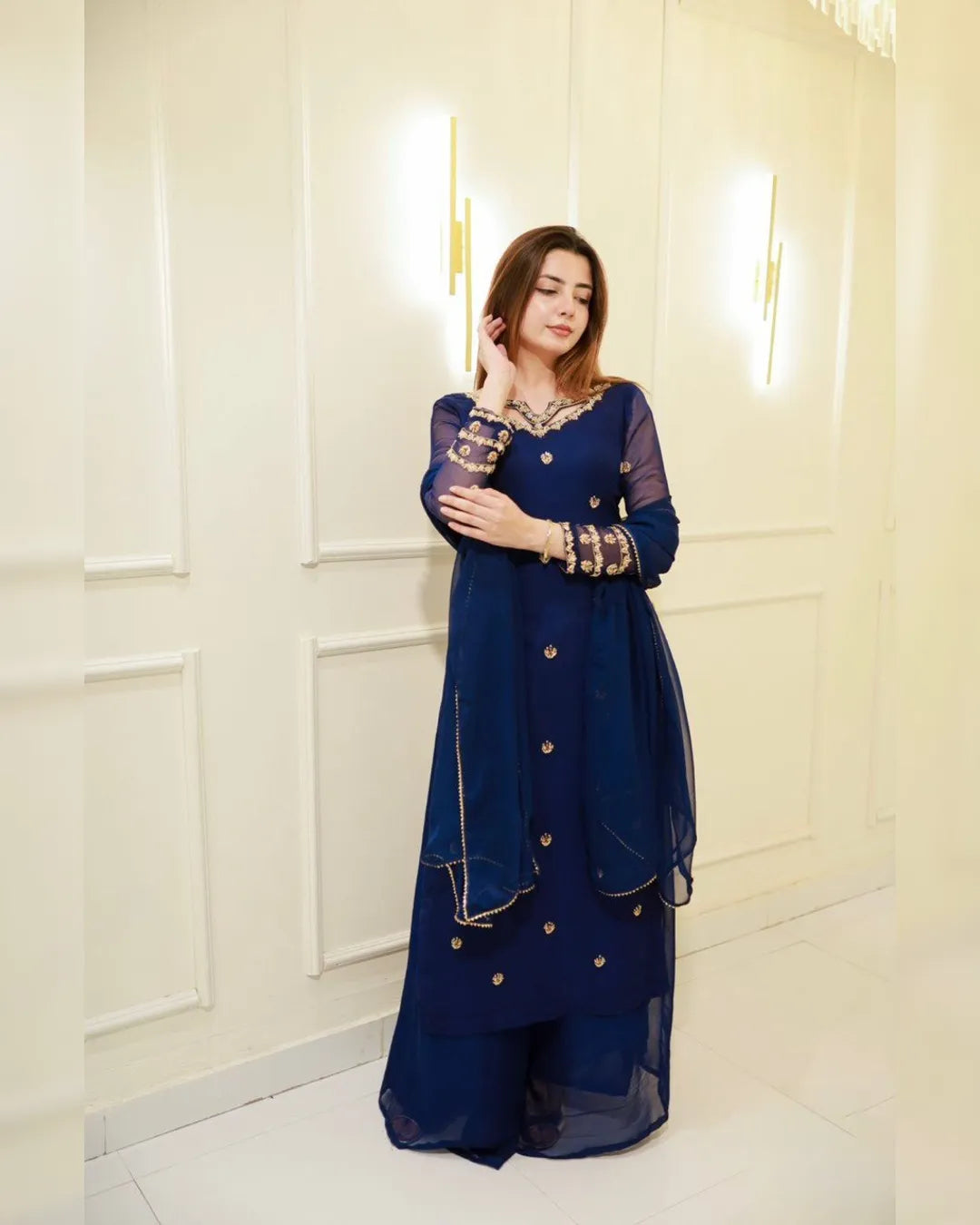 Georgette Palazzo Set with Dupatta