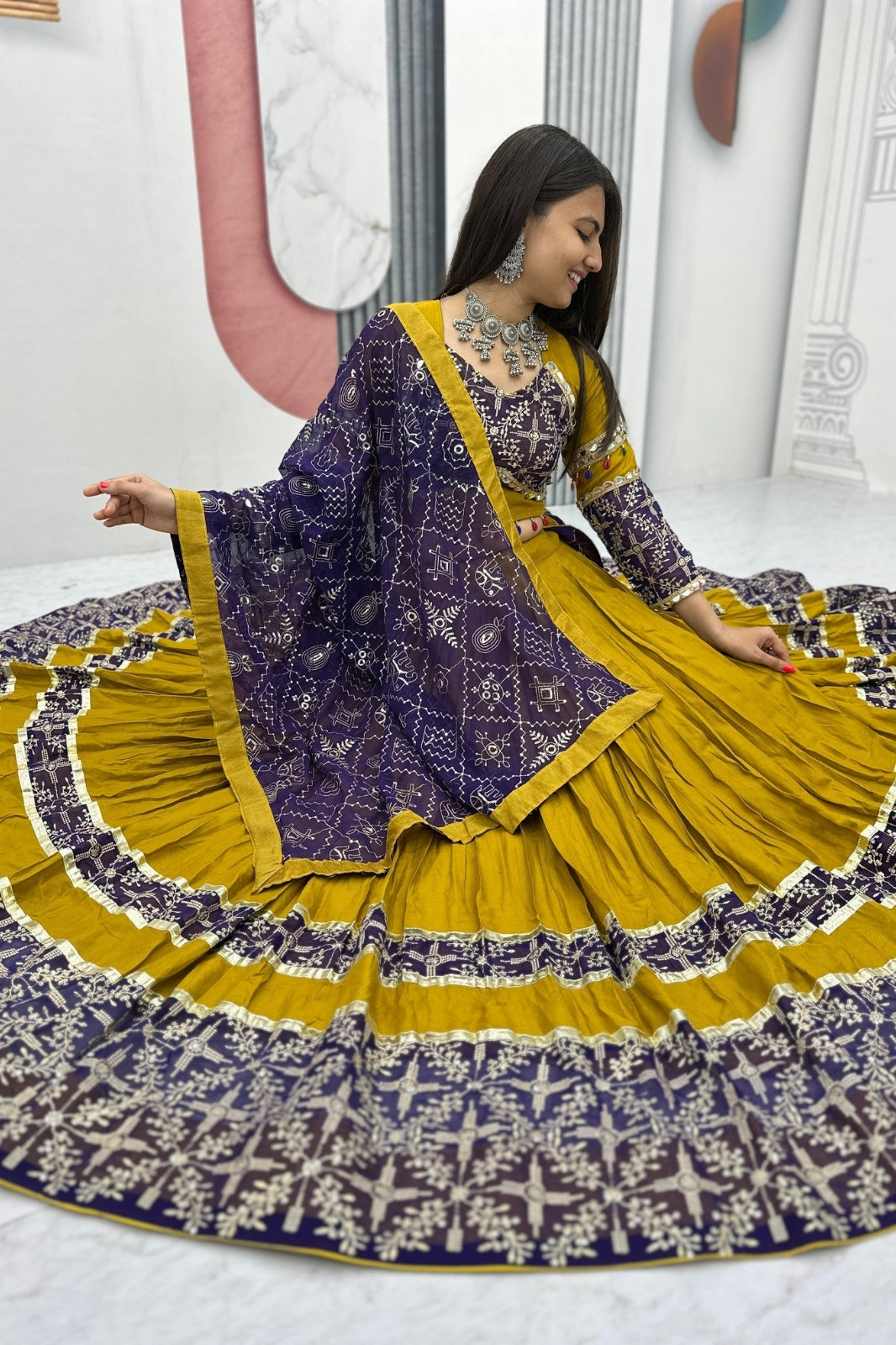Navratri Special Pure Cotton Mirror Work Lehenga Choli