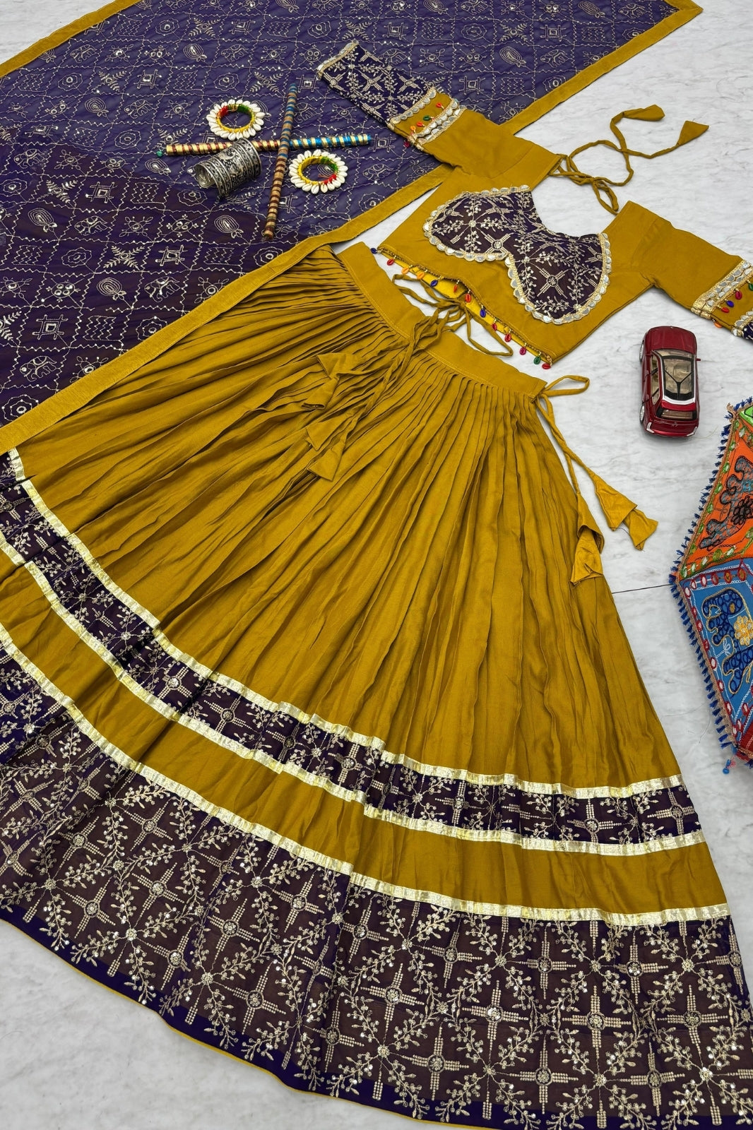 Navratri Special Pure Cotton Mirror Work Lehenga Choli