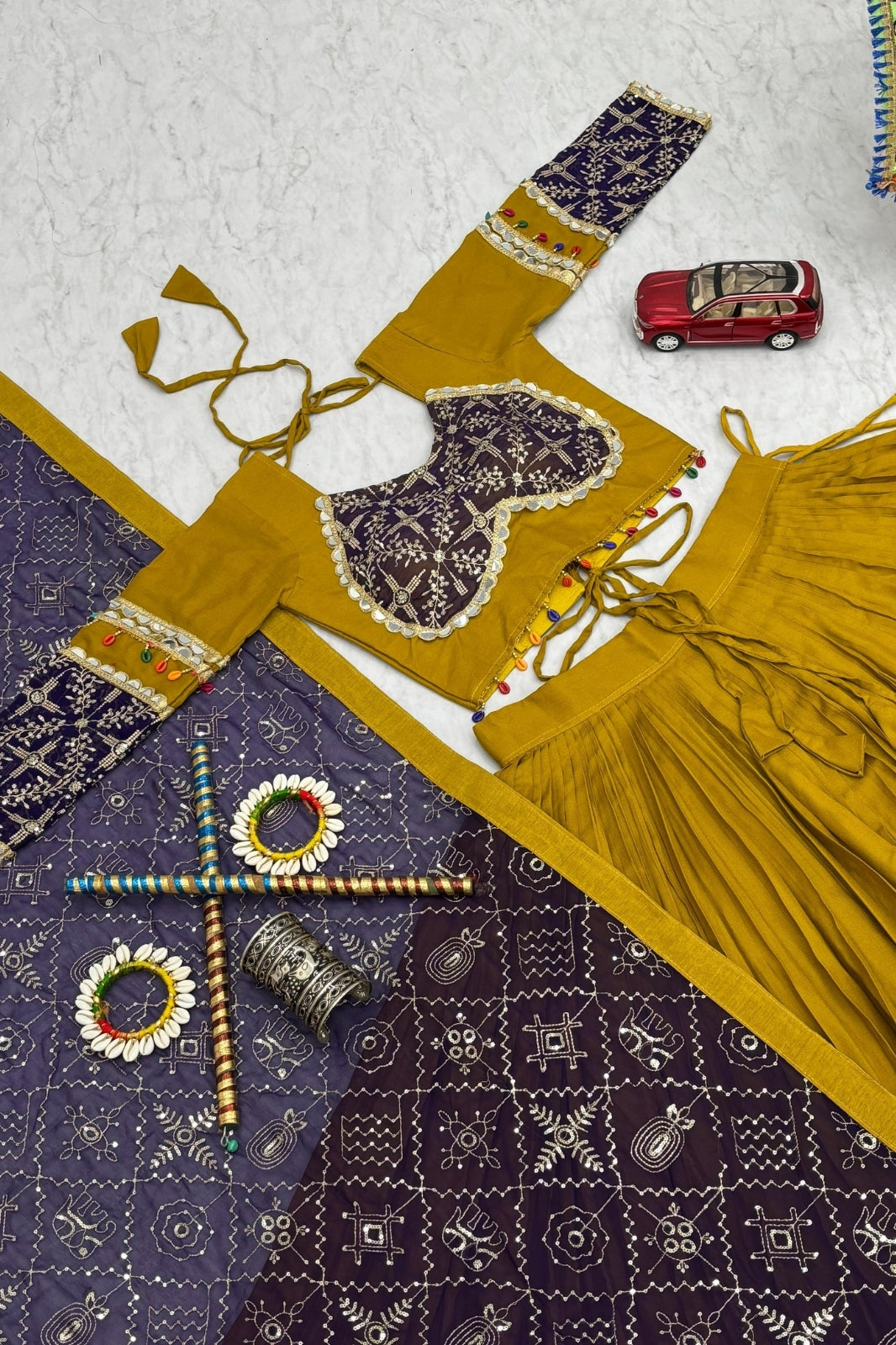 Navratri Special Pure Cotton Mirror Work Lehenga Choli