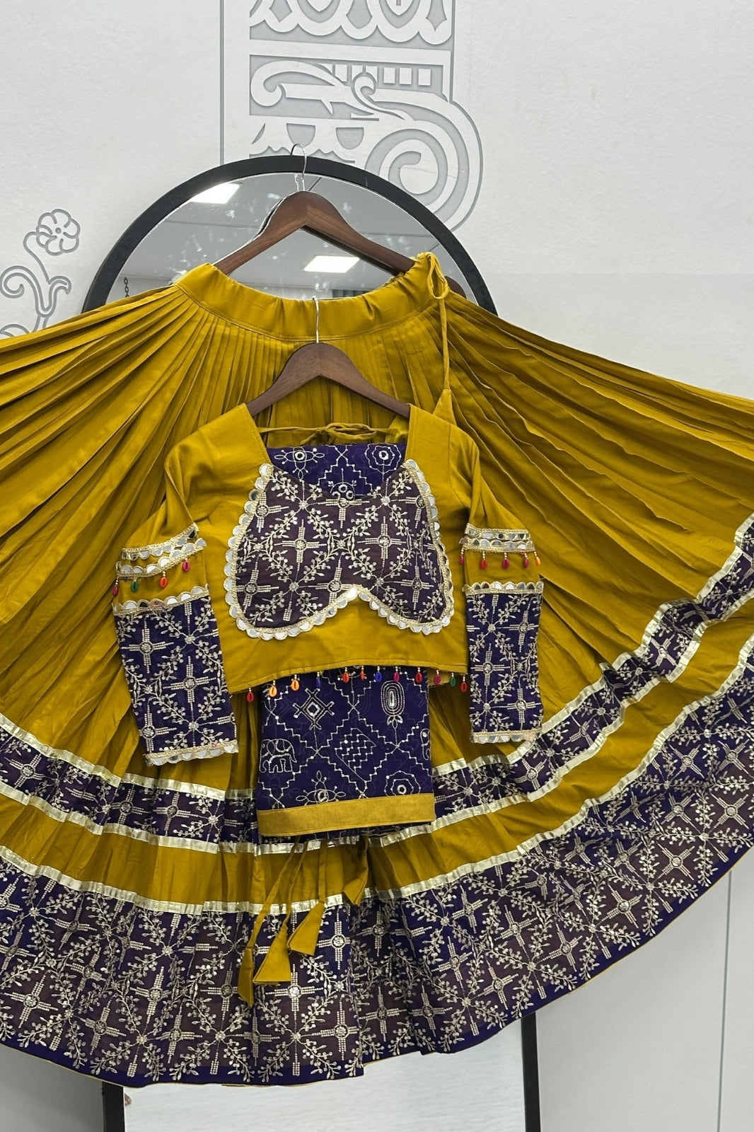 Navratri Special Pure Cotton Mirror Work Lehenga Choli