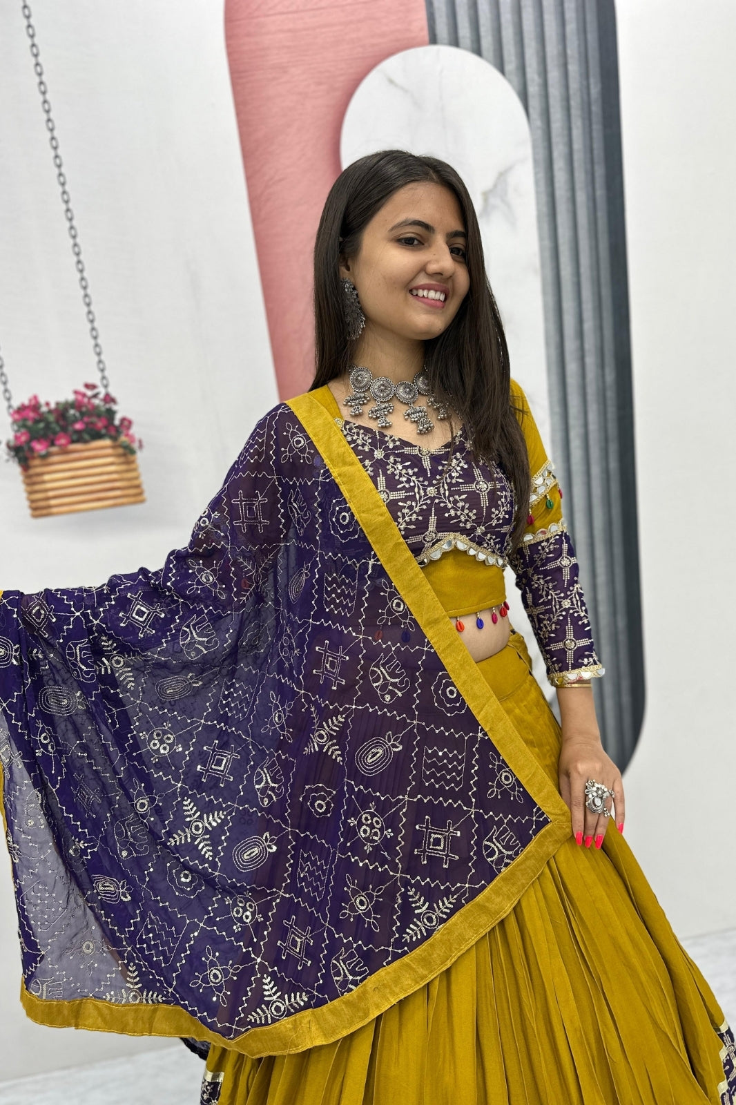 Navratri Special Pure Cotton Mirror Work Lehenga Choli