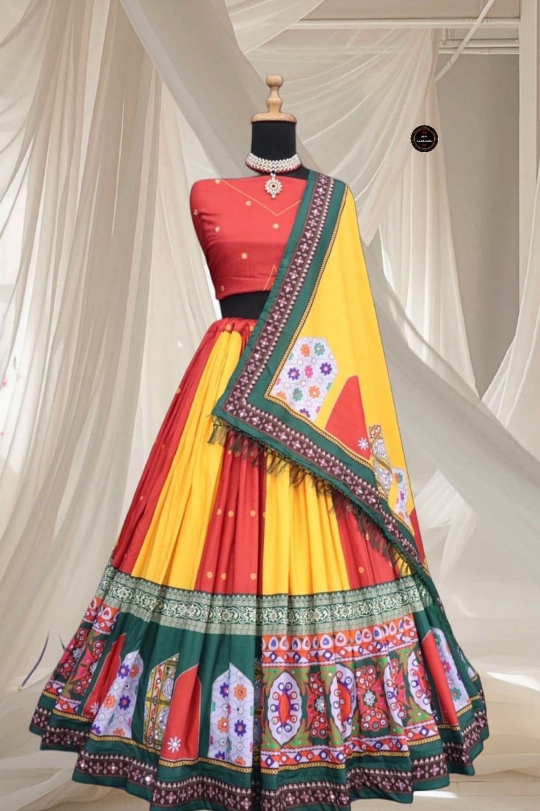 Heavy Flair Lehenga Choli Collection – Muslin Cotton with Digital Print & Real Mirror Work