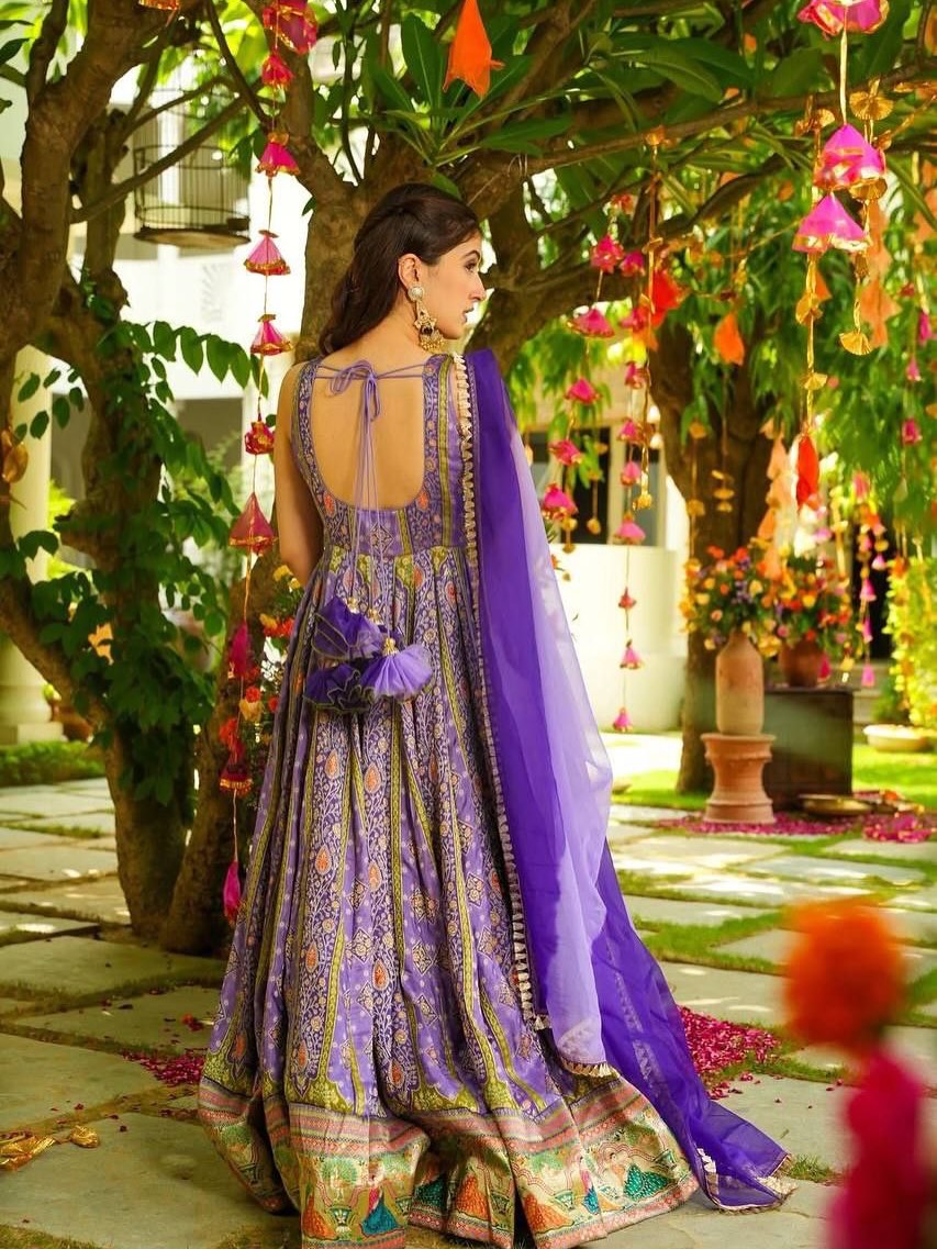 FLAME Organza Silk Anarkali Gown with Dupatta