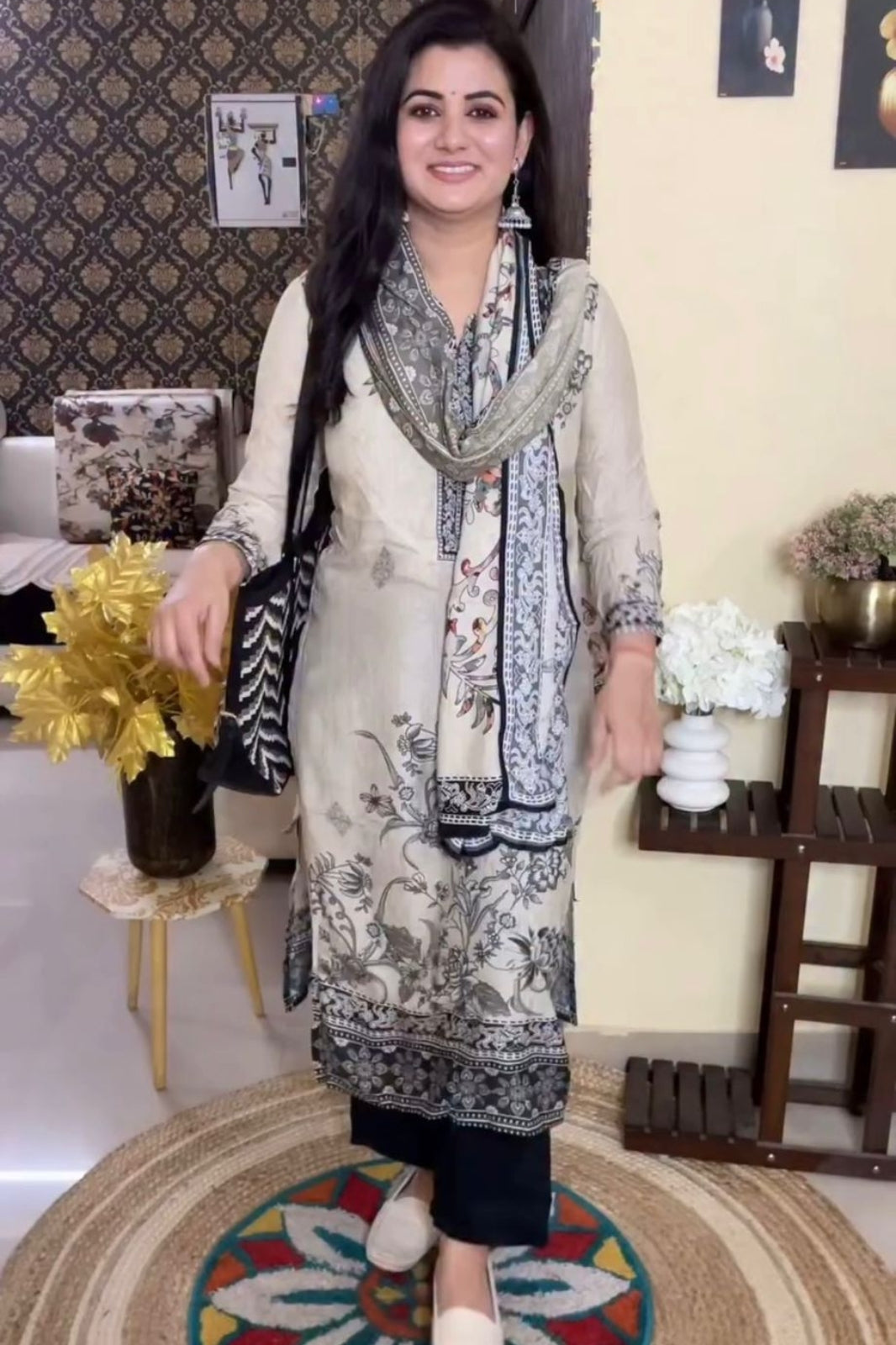 Designer Printed Kurta Pant Set with Dupatta – Chinon Fabric | Elegant Everyday Ethnic Wear