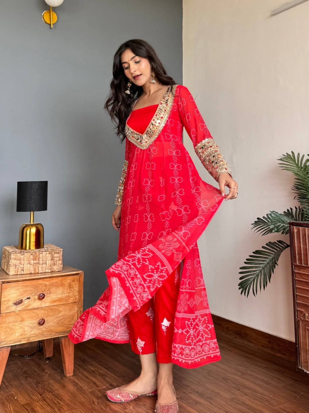 Trendy Baggy Style Anarkali Kurti Set with Pant & Bustier