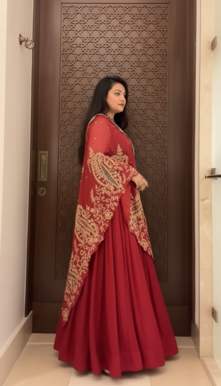 Designer Embroidered Lehenga, Blouse & Shrug Set