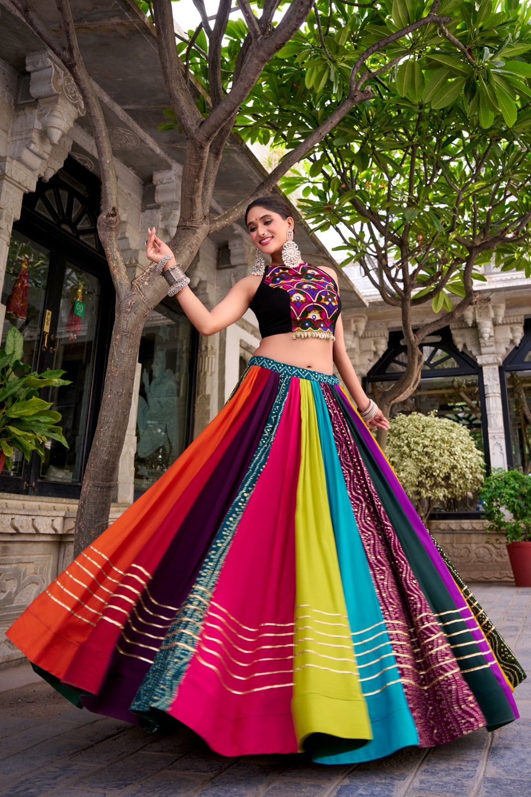 Rainbow Charm Rayon Lehenga with Mirror Work Blouse – Stitched Set