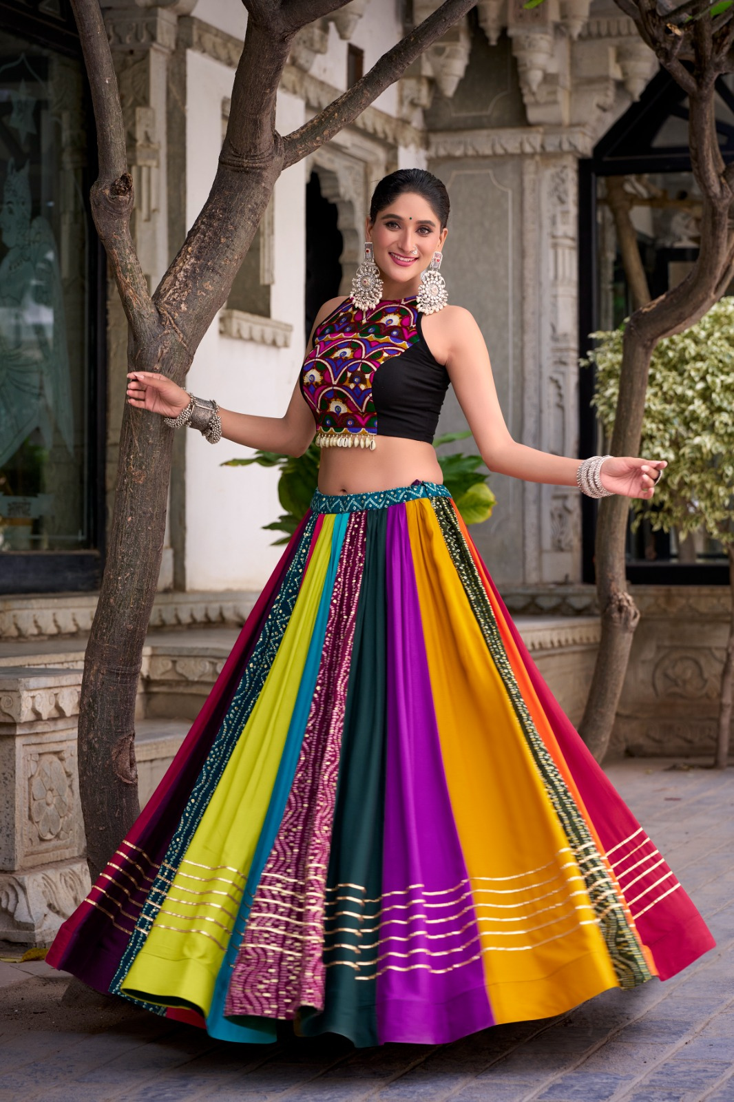 Rainbow Charm Rayon Lehenga with Mirror Work Blouse – Stitched Set