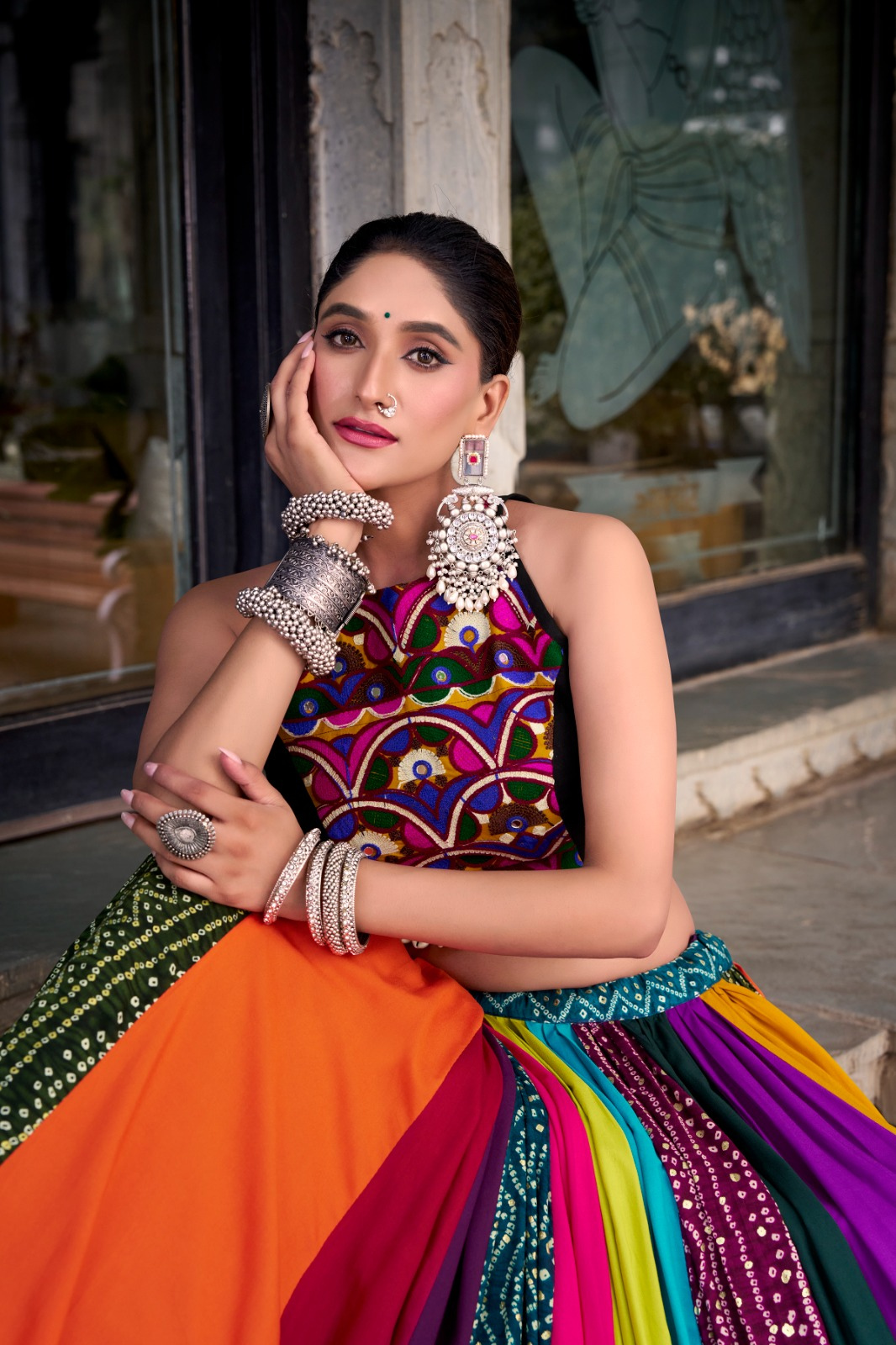 Rainbow Charm Rayon Lehenga with Mirror Work Blouse – Stitched Set