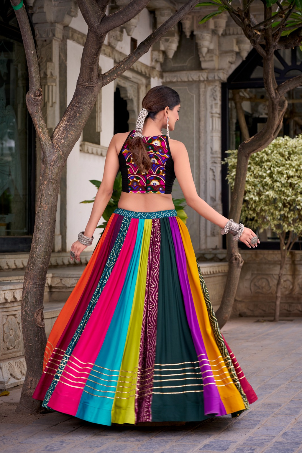 Rainbow Charm Rayon Lehenga with Mirror Work Blouse – Stitched Set
