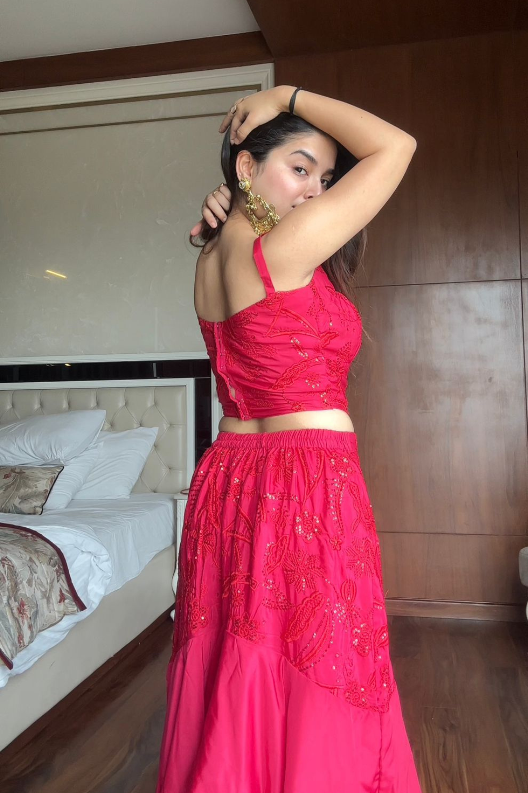 Graceful Layered Ruffle Lehenga with Cape Dupatta