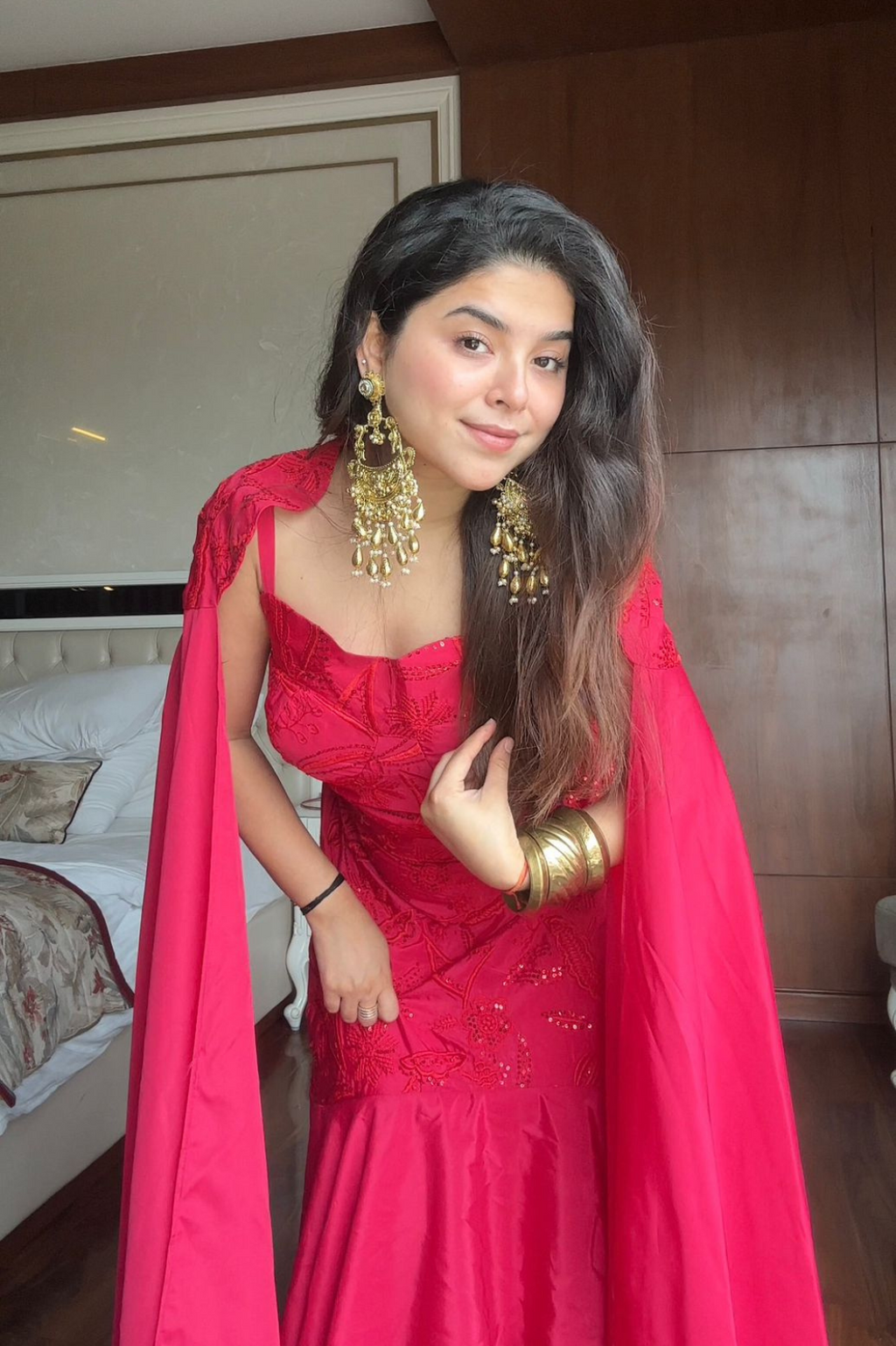 Graceful Layered Ruffle Lehenga with Cape Dupatta