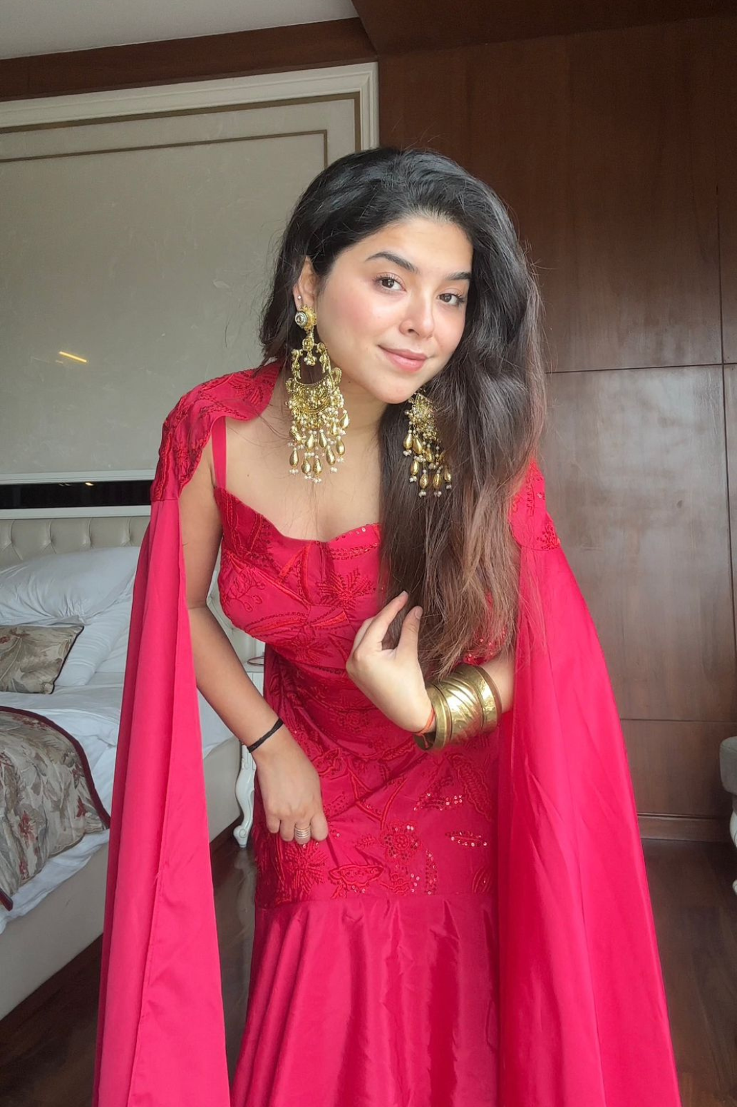 Graceful Layered Ruffle Lehenga with Cape Dupatta