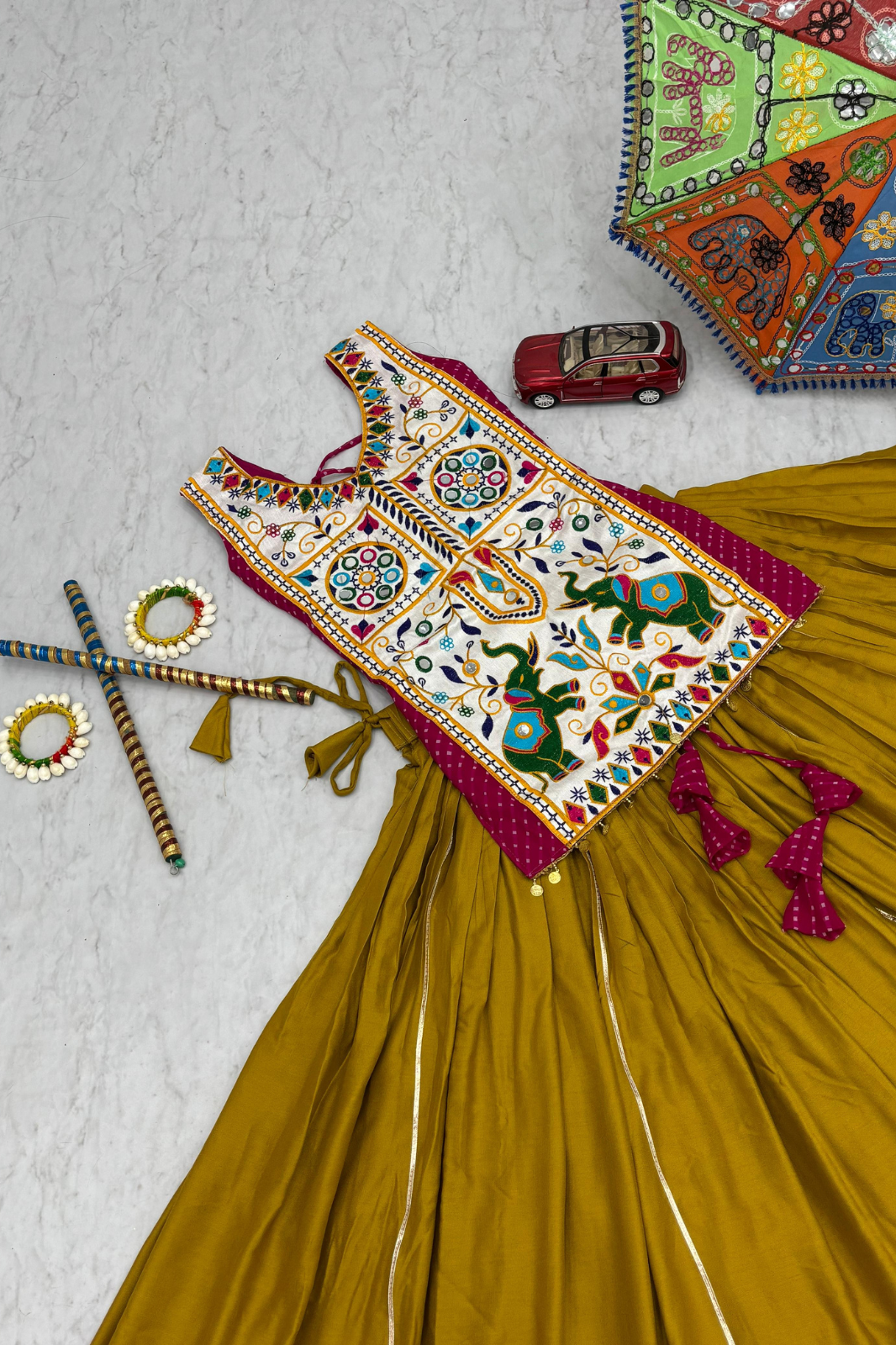 Navratri Special Lehenga Choli with 6 Meter Flair & Heavy Mirror Work