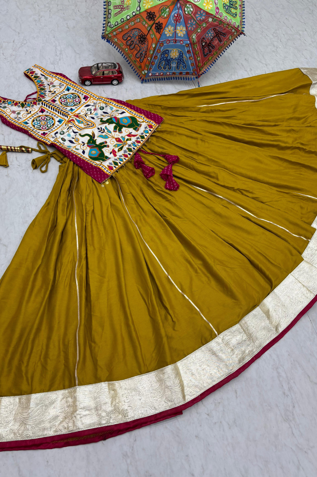 Navratri Special Lehenga Choli with 6 Meter Flair & Heavy Mirror Work