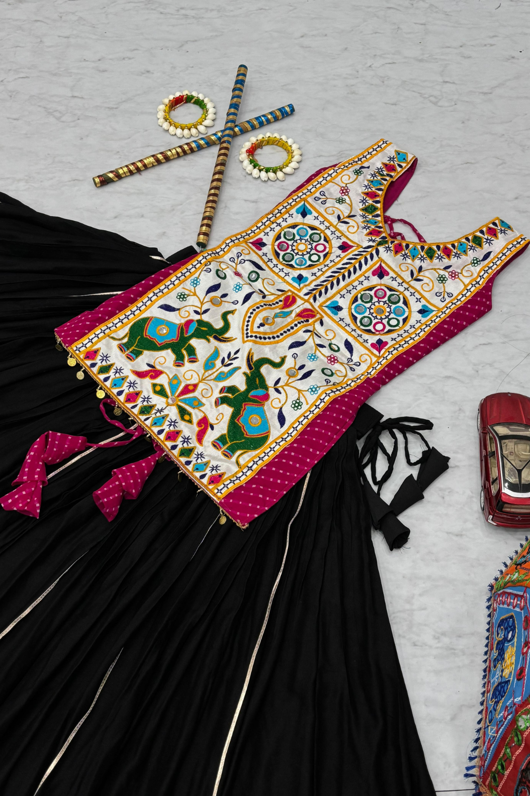 Navratri Special Lehenga Choli with 6 Meter Flair & Heavy Mirror Work