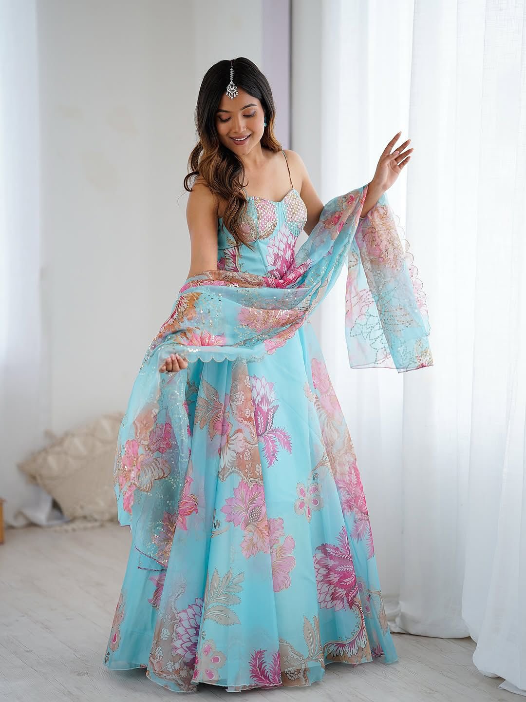Exclusive Corset Lehenga Set with Dupatta & Designer Batwa