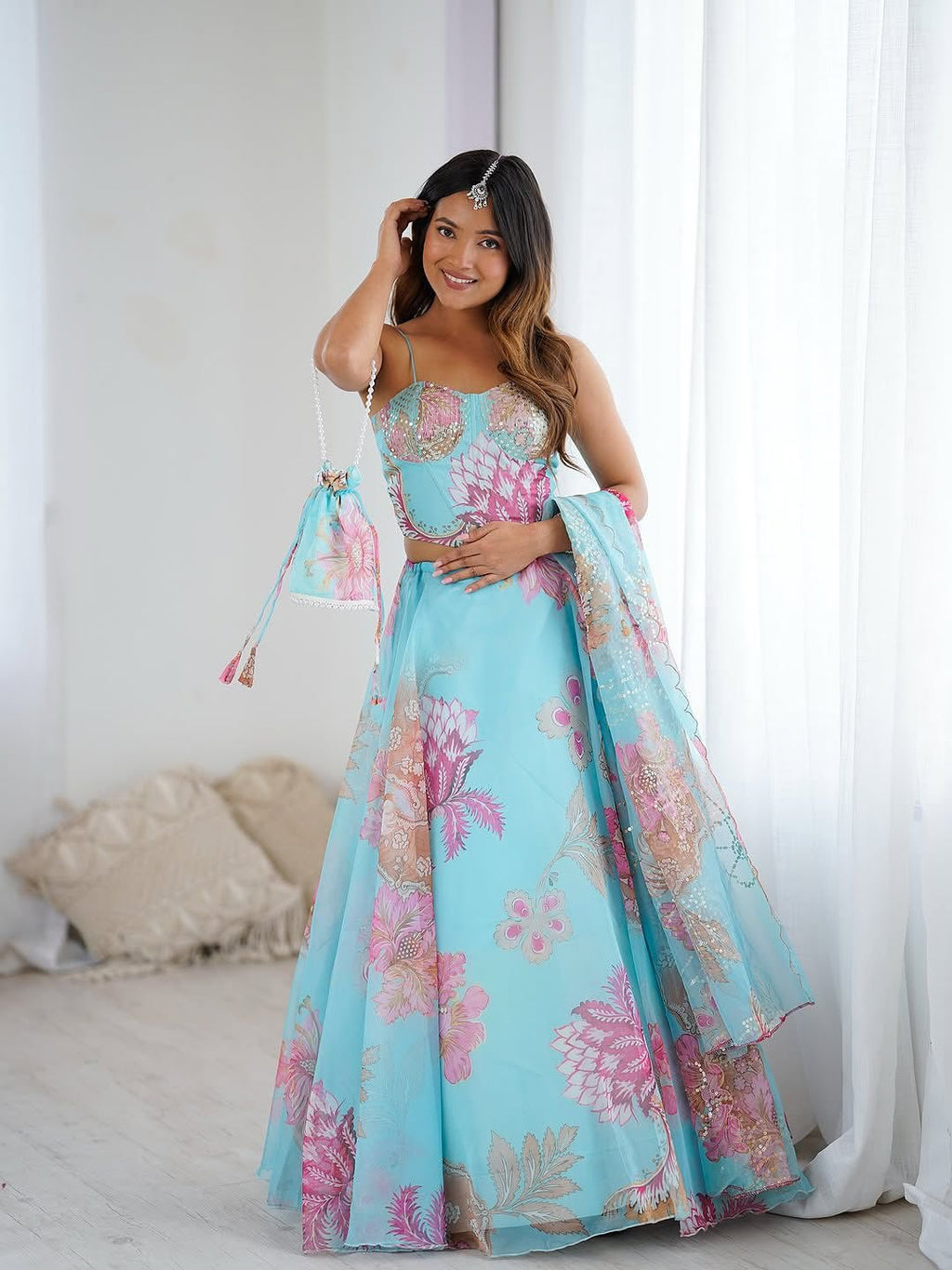 Exclusive Corset Lehenga Set with Dupatta & Designer Batwa