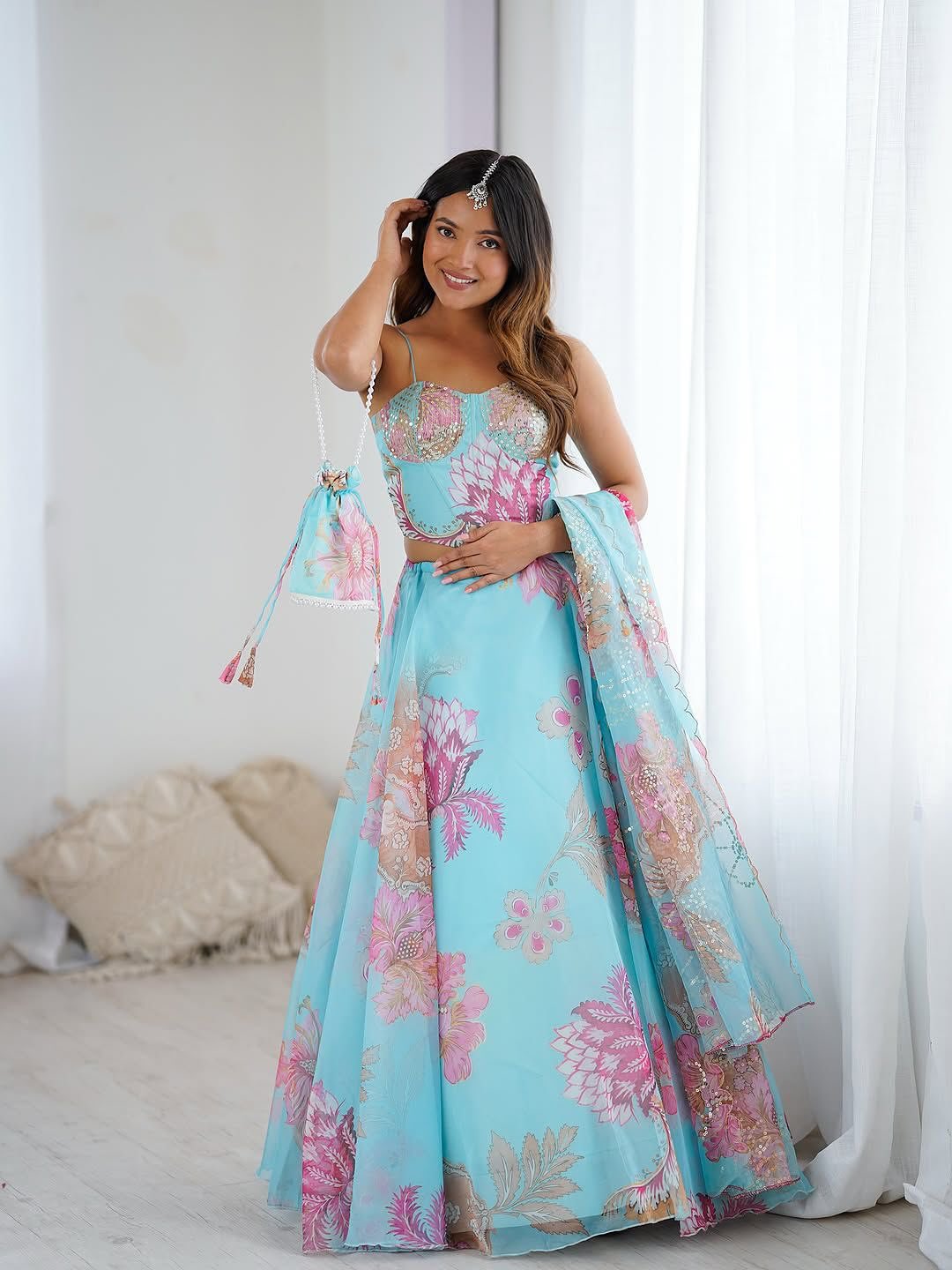 Exclusive Corset Lehenga Set with Dupatta & Designer Batwa