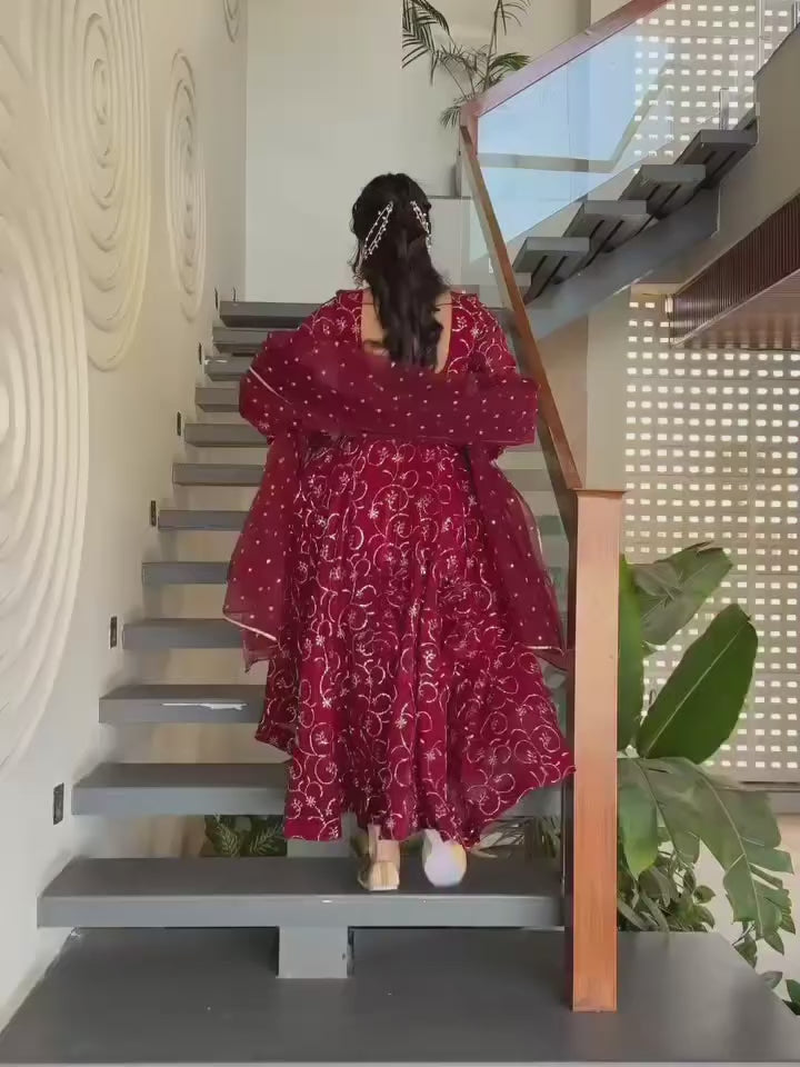 Premium Faux Georgette Anarkali Gown Set with Dupatta