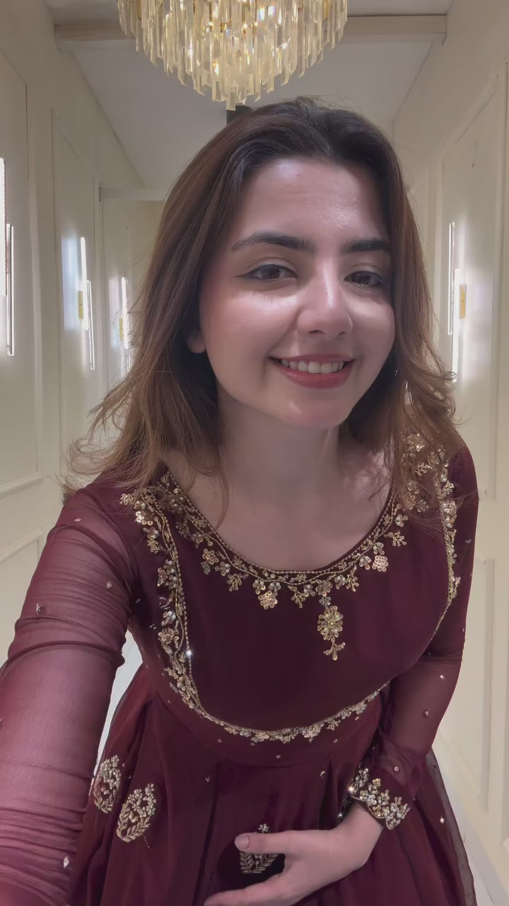 EXCLUSIVE 2 PIECE GOWN WITH DUPATTA IN SEQUENCE EMBROIDERY WORK