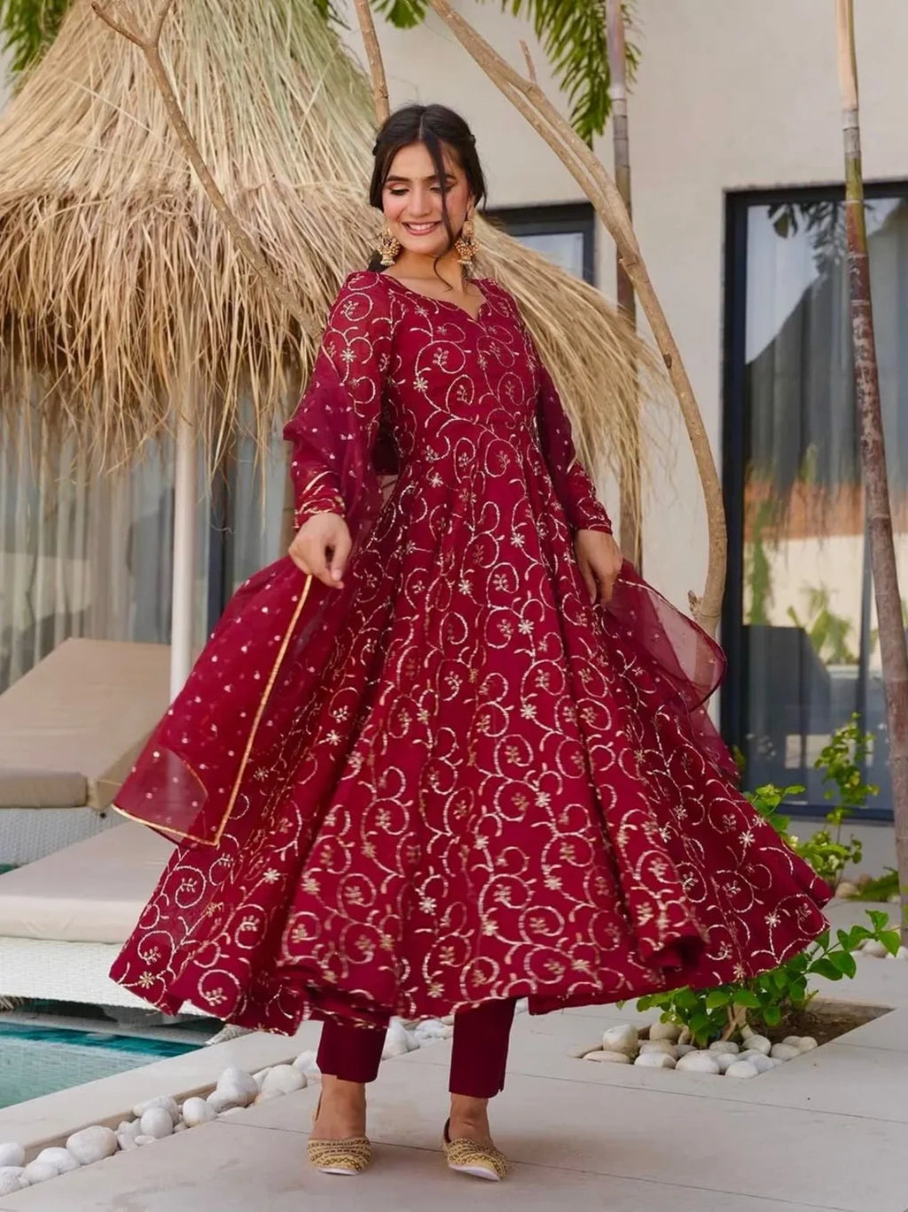 Premium Faux Georgette Anarkali Gown Set with Dupatta