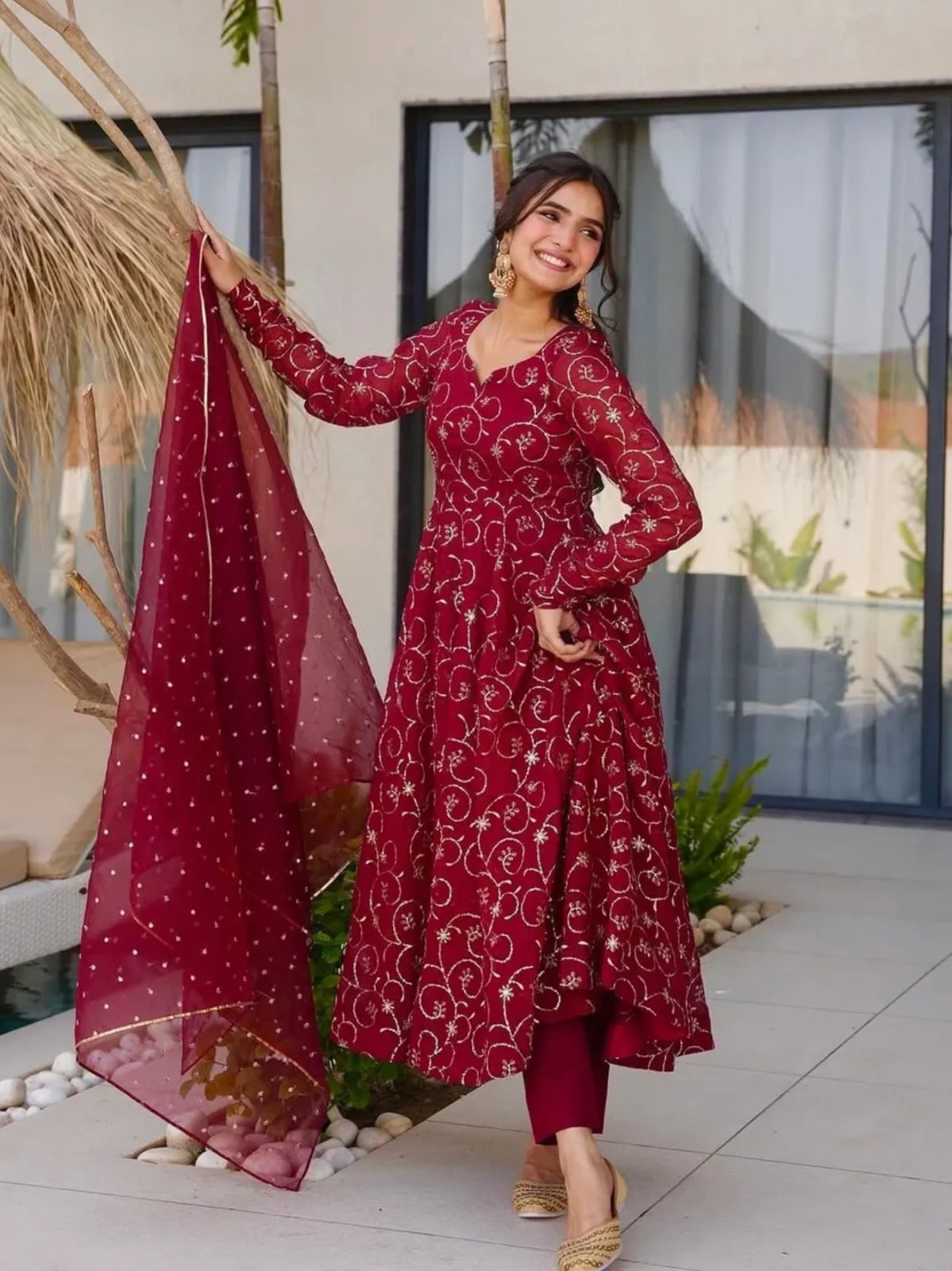 Premium Faux Georgette Anarkali Gown Set with Dupatta